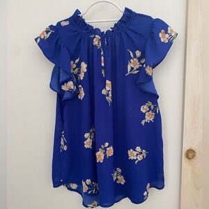 Sienna Sky Floral Blue Blouse Sz.M